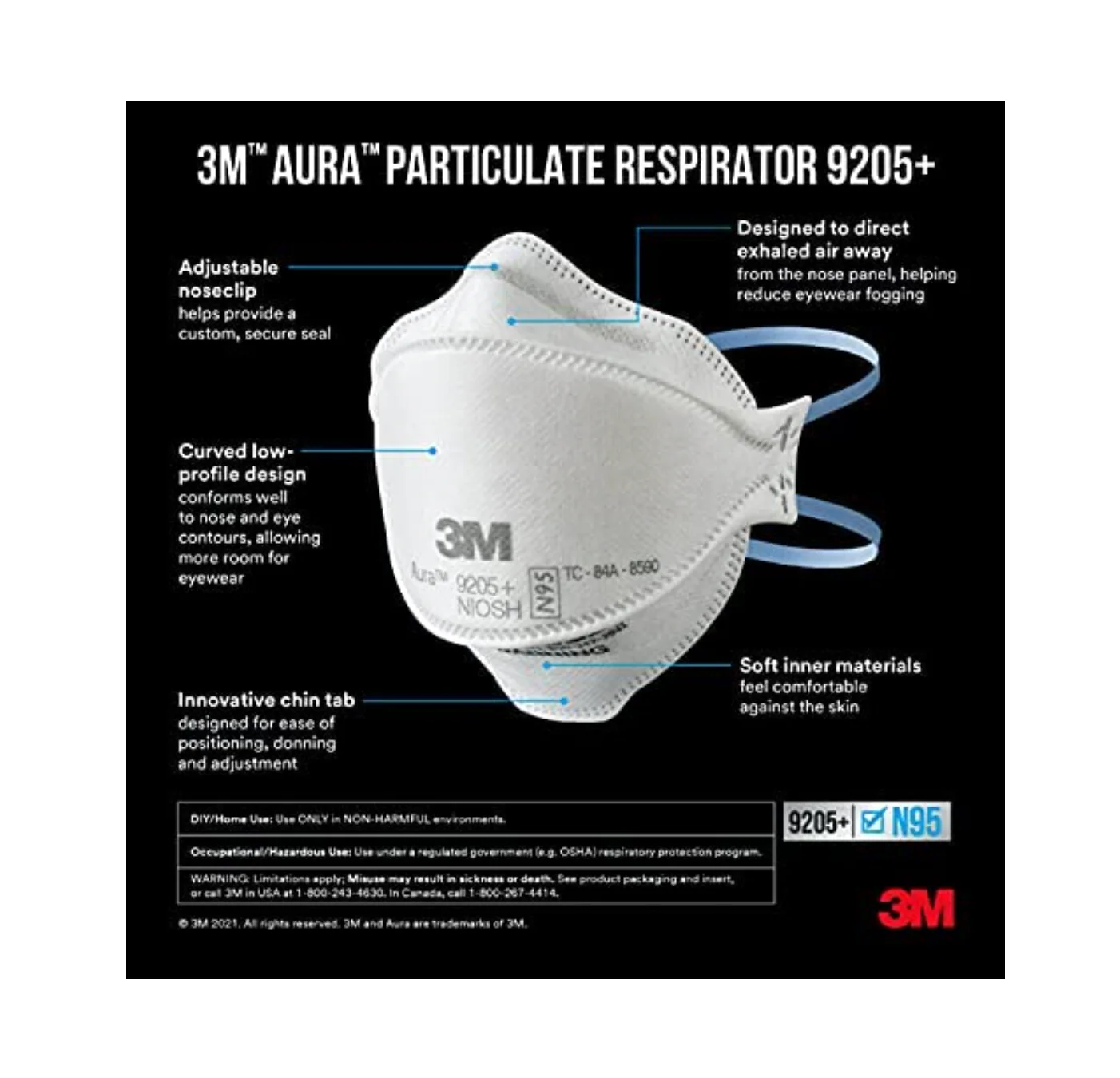 3M™ Aura™ N95 Particle Respirator 9205+ – Pack of 20 - Image 4