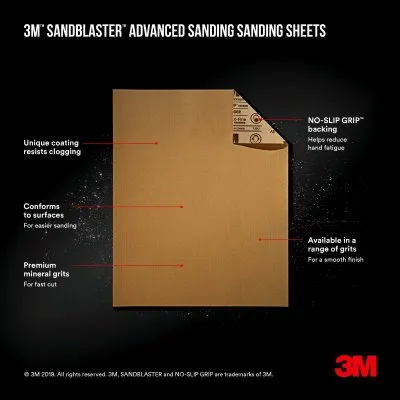 3M Sandblaster Sandpaper – 9" x 11" – 80 Grit – Pack of 4 - Image 2