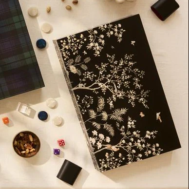 Addison Ross Black Chinoiserie Lacquer Backgammon Set - Image 3