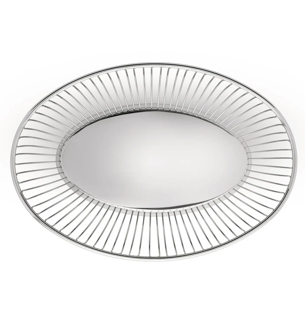 Alessi "829" Oval Wire Metal Basket – 11"x 8" – Polished Stainless - Image 3