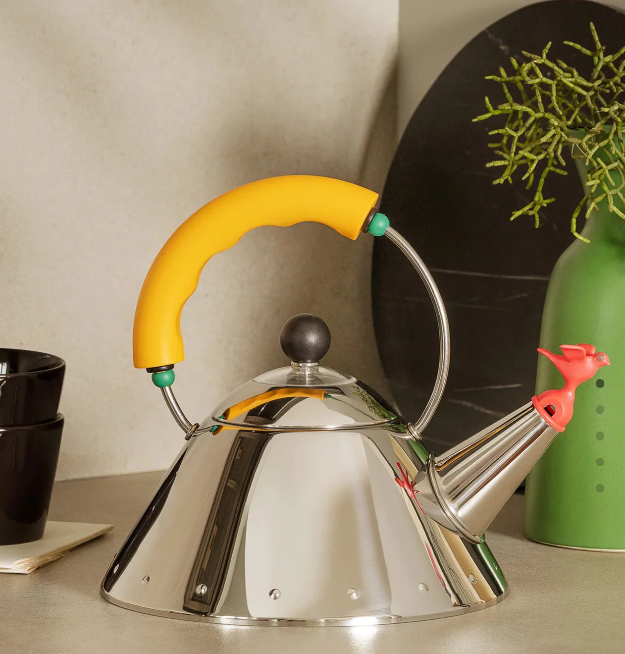 Alessi Michael Graves Small Kettle – Yellow Handle – 33.8 fl oz - Image 4