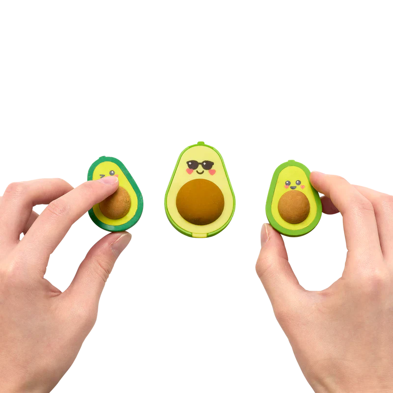 Avocado Love – 2 Erasers + 1 Sharpener Set - Image 2