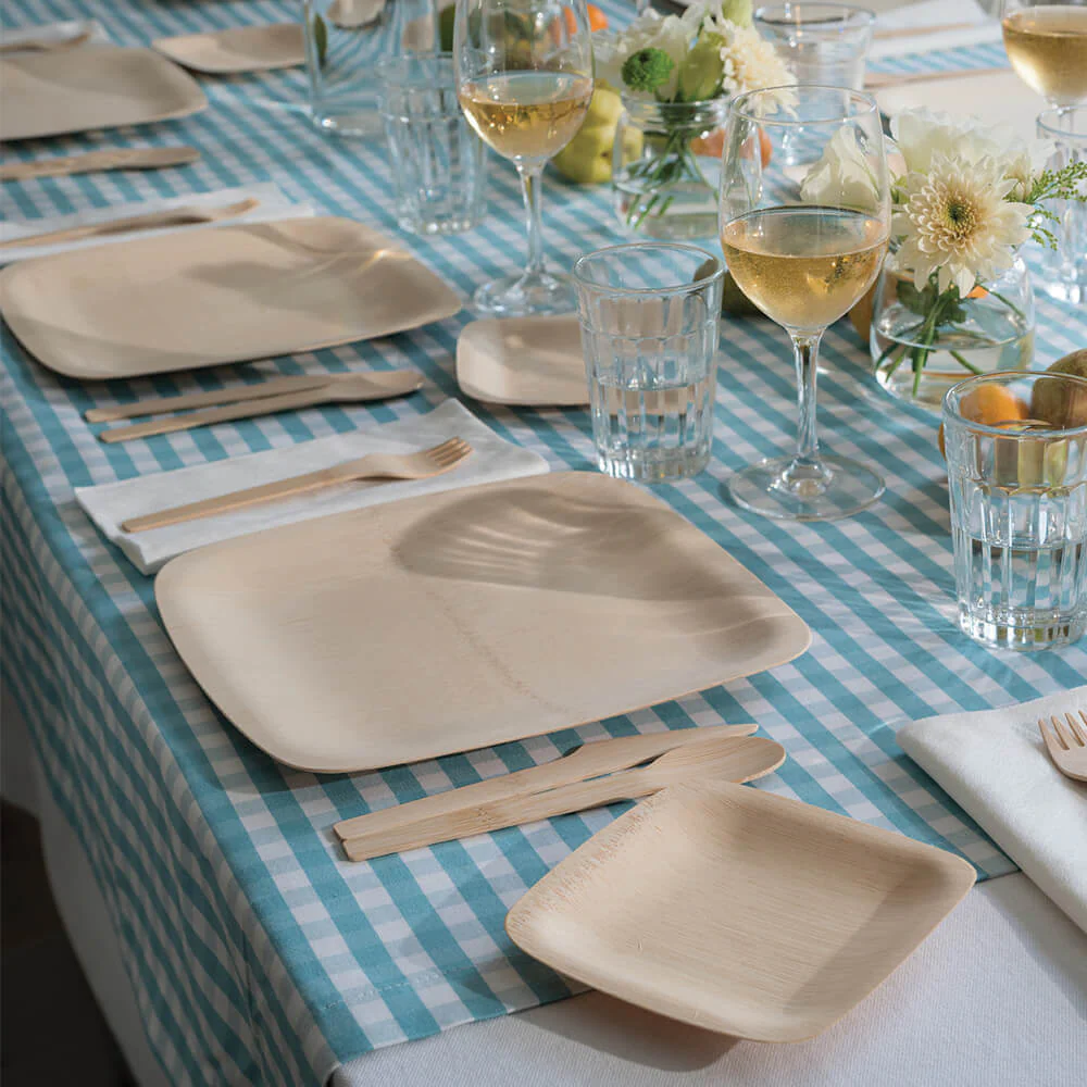Bambu 9" Square Veneerware Bamboo Disposable Plates - Set of 8 - Image 3