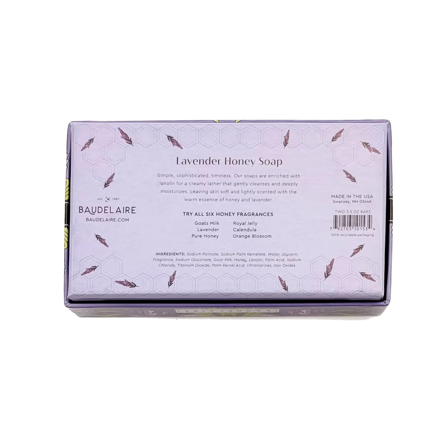Baudelaire Goats Milk Honey Bar Soap – 3.5oz – 2 Bar Gift Box - Image 3