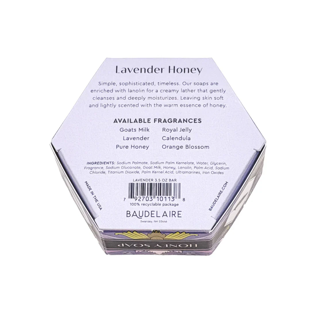 Baudelaire Lavender Honey Bar Soap – 3.5oz - Image 4