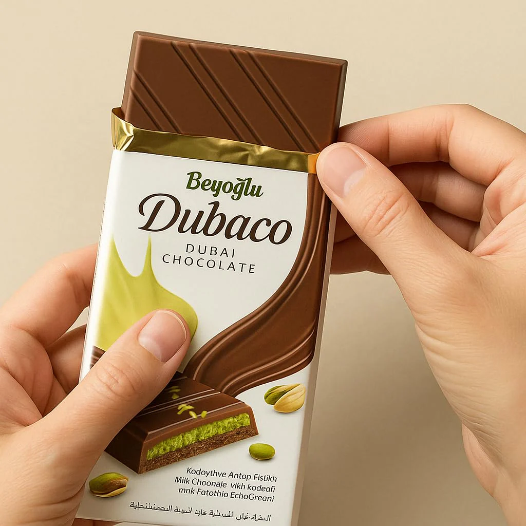 Beyoglu Dubaco Dubai Pistachio Kataifi Milk Chocolate Bar – 95g ** - Image 3