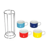 Bialetti Cappuccino Cups with Stand – Multicolor – Set of 4 - Image 2