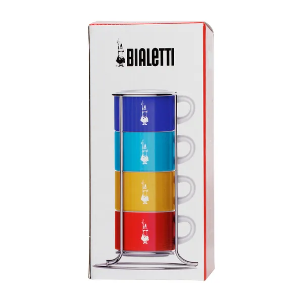 Bialetti Cappuccino Cups with Stand – Multicolor – Set of 4 - Image 3