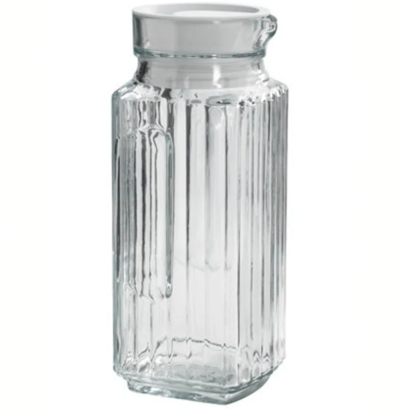 Bistro Pitcher With White Stopper - Clear Glass– 1-QT