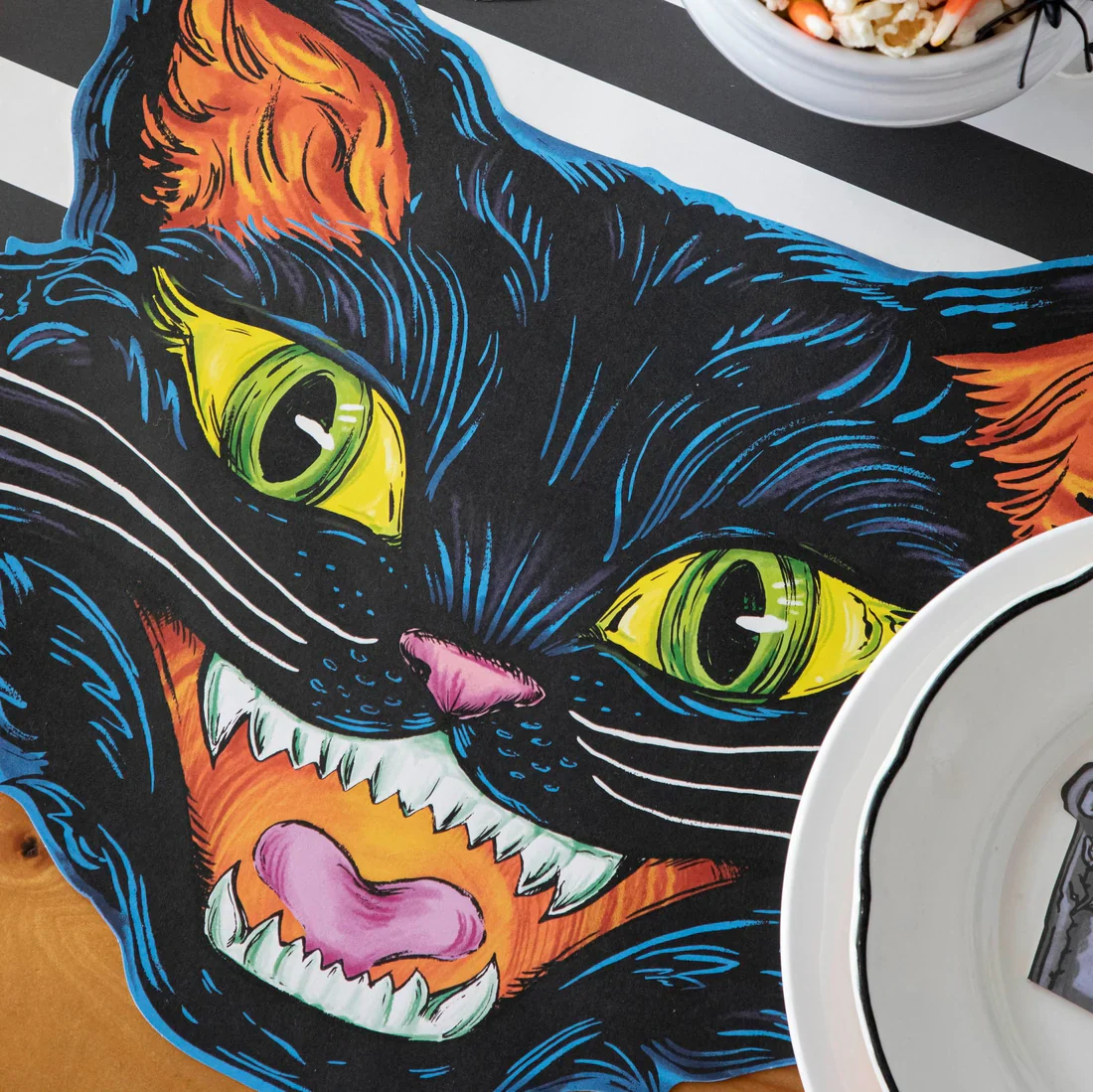 Black Cat Die-Cut Paper Placemats - 12 Per Package - Image 3