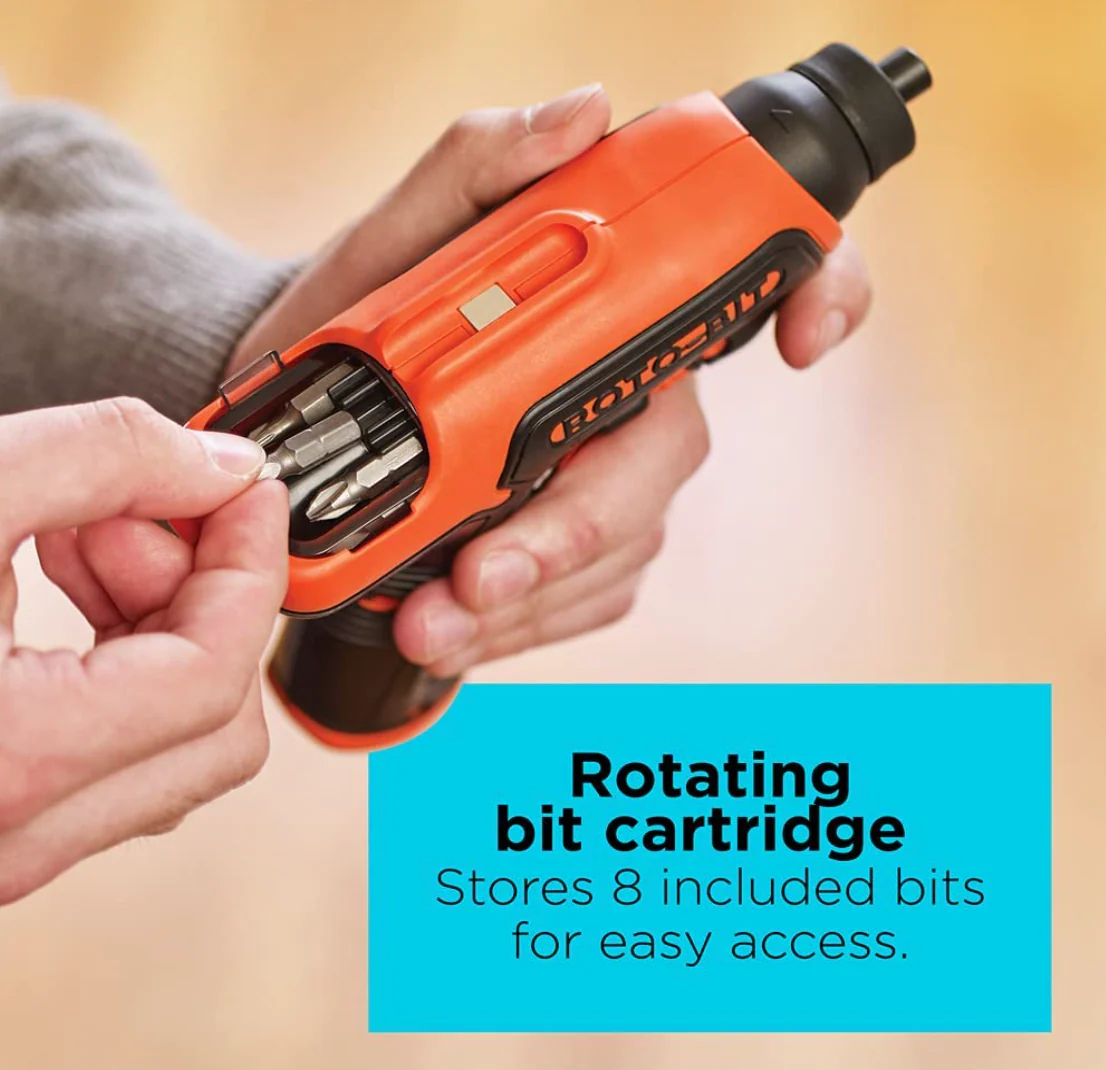 Black + Decker Cordless Screwdriver with Bit Storage - Image 3