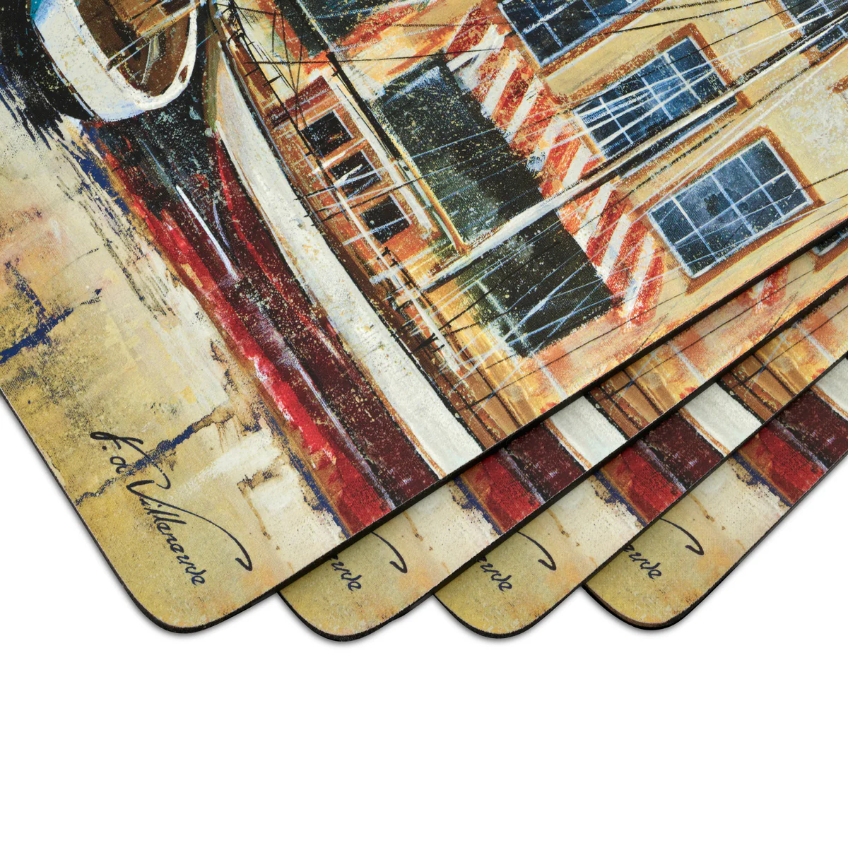 Boat Scene Cork Bottom Hard Placemats – Set of 4 - Image 3