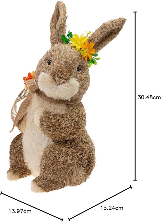 Bowie Straw Easter Bunny Tabletop Figurine – 12" - Image 2