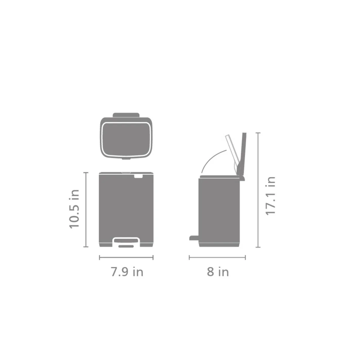 Brabantia Bo Petite Step-On Trash Can – 1.1 Gal – Matte Steel - Image 5