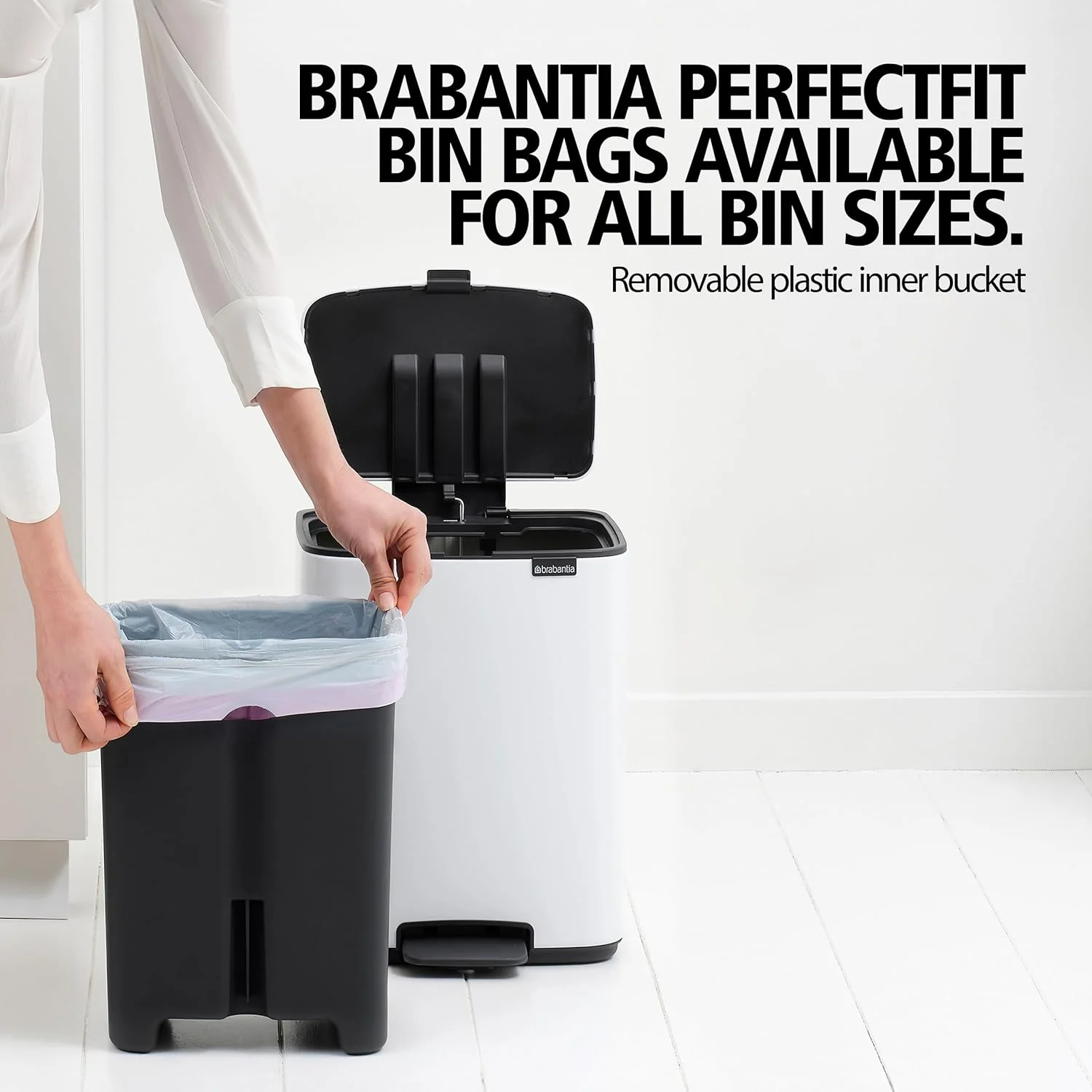Brabantia Bo Petite Step-On Trash Can – 1.1 Gal – White - Image 5