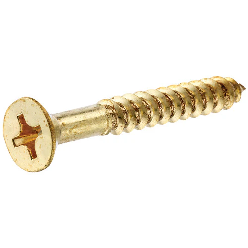 Brass Flat Head Phillips Wood Screw - #4 x 1/2" – 10 Pack