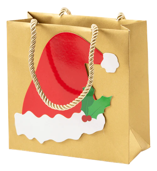 Caspari Be Merry Santa Hat Small Gift Bag