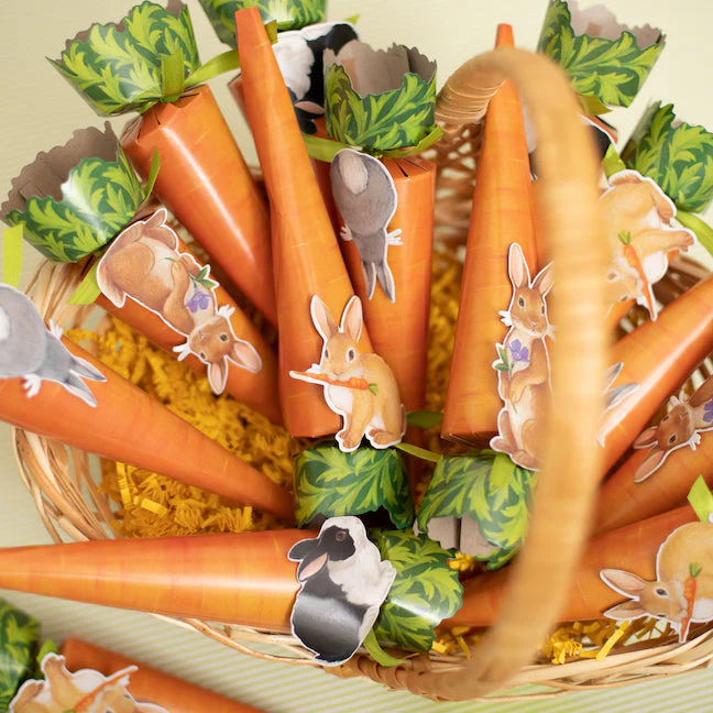Caspari Bunnies & Carrots Easter Celebration Crackers – 8 Pack - Image 4