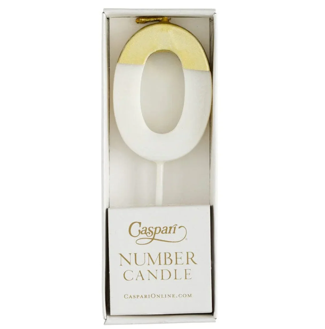Caspari Gold-dipped die-cut number candles – White – "0" - Image 2
