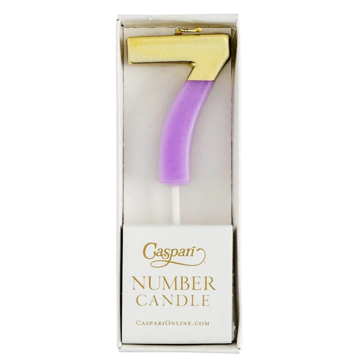 Caspari Gold-Dipped Die-Cut Number Candle – Purple – "7" - Image 2