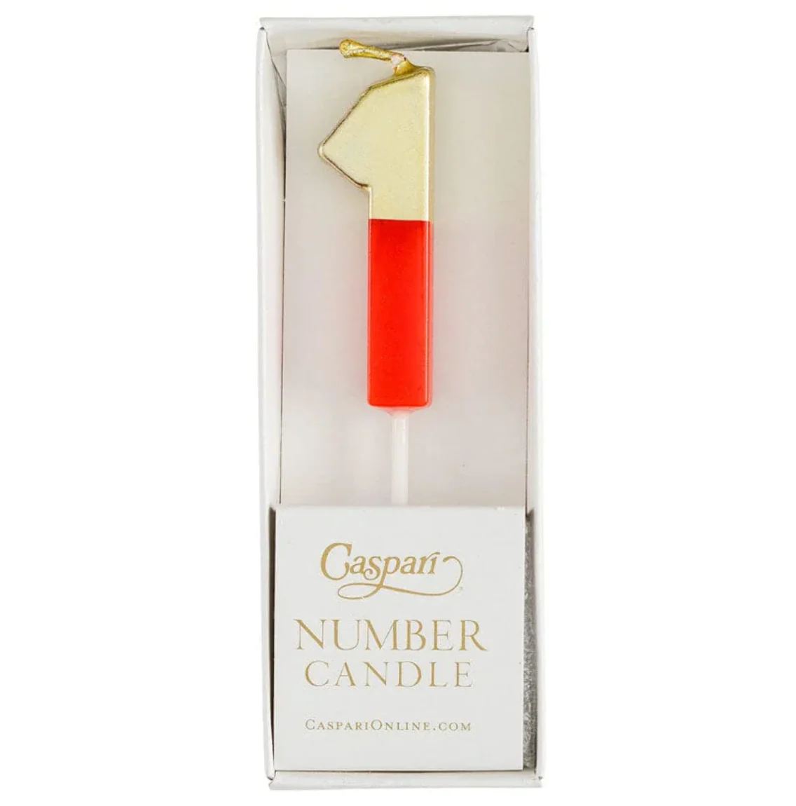 Caspari Gold-Dipped Die-Cut Number Candle – Red – "1" - Image 2