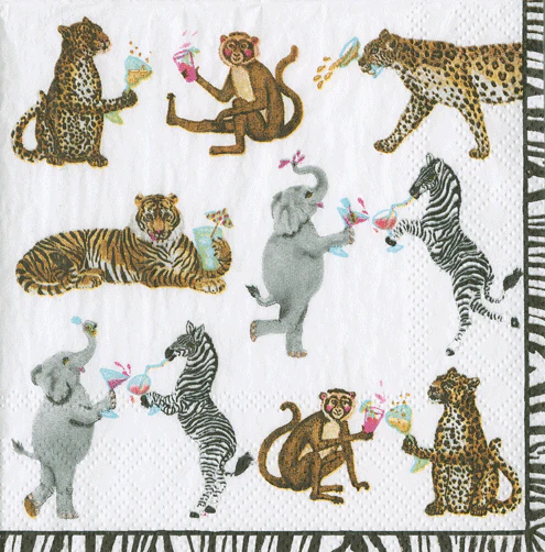 Caspari Gone Wild Paper Cocktail Napkins - 20pk