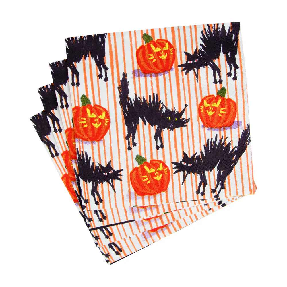 Caspari Halloween Cats Cocktail Napkin - 20pk - Image 2