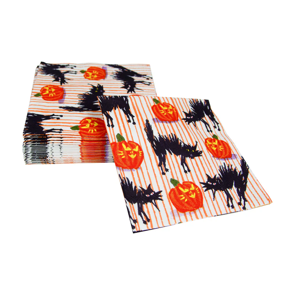 Caspari Halloween Cats Cocktail Napkin - 20pk - Image 3