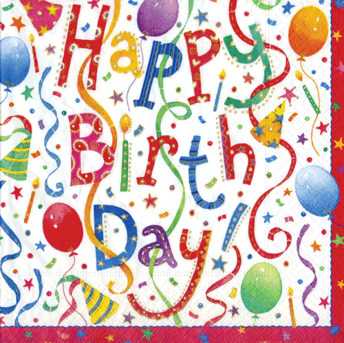 Caspari Happy Birthday Paper Cocktail Napkins - 20pk