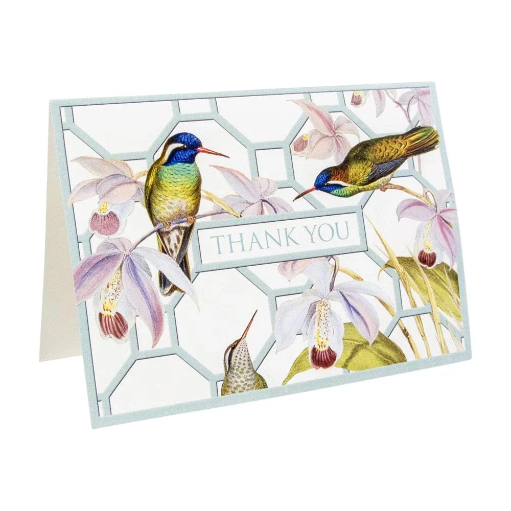 Caspari Hummingbird Trellis Thank You Notes - 8 Note Cards And Envelopes - Image 2