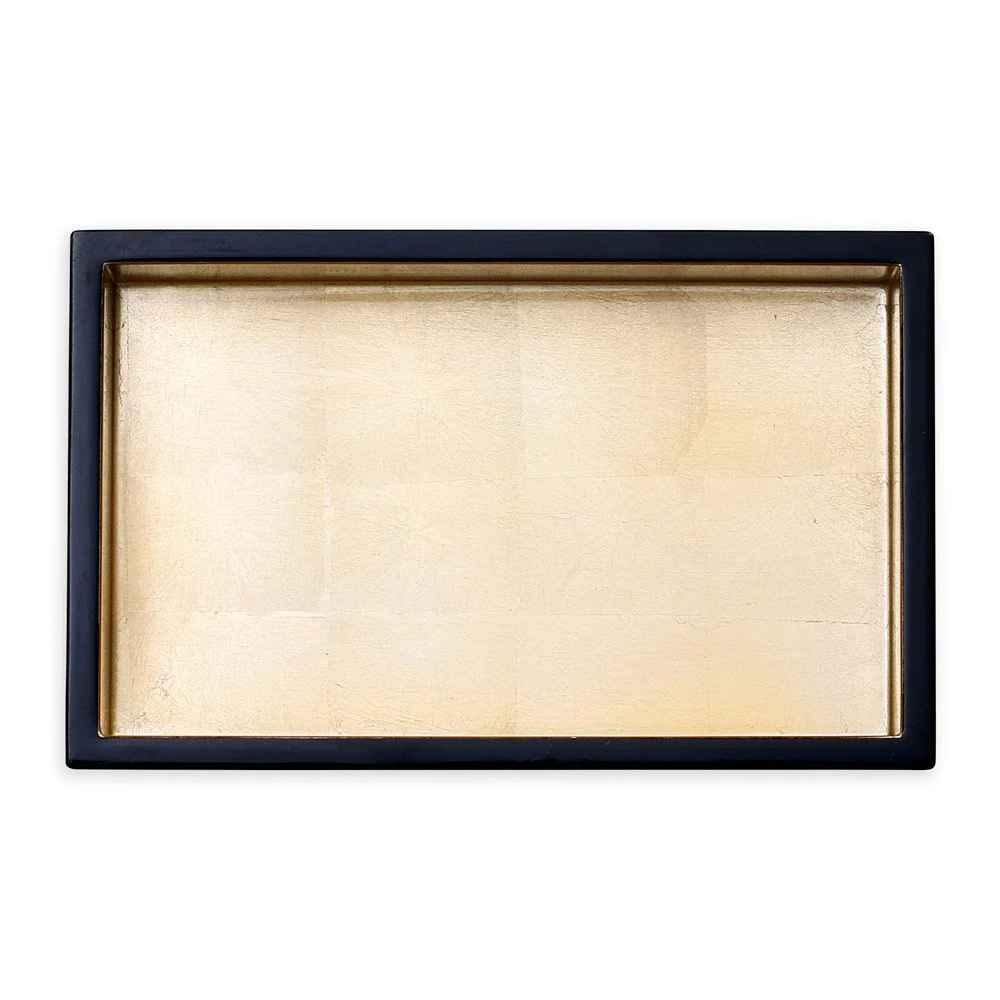 Caspari Lacquer Guest Towel Napkin Holder in Black & Gold - Image 3