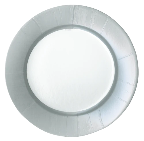 Caspari Linen Border Silver Round Paper Salad & Dessert Plates - 8pk