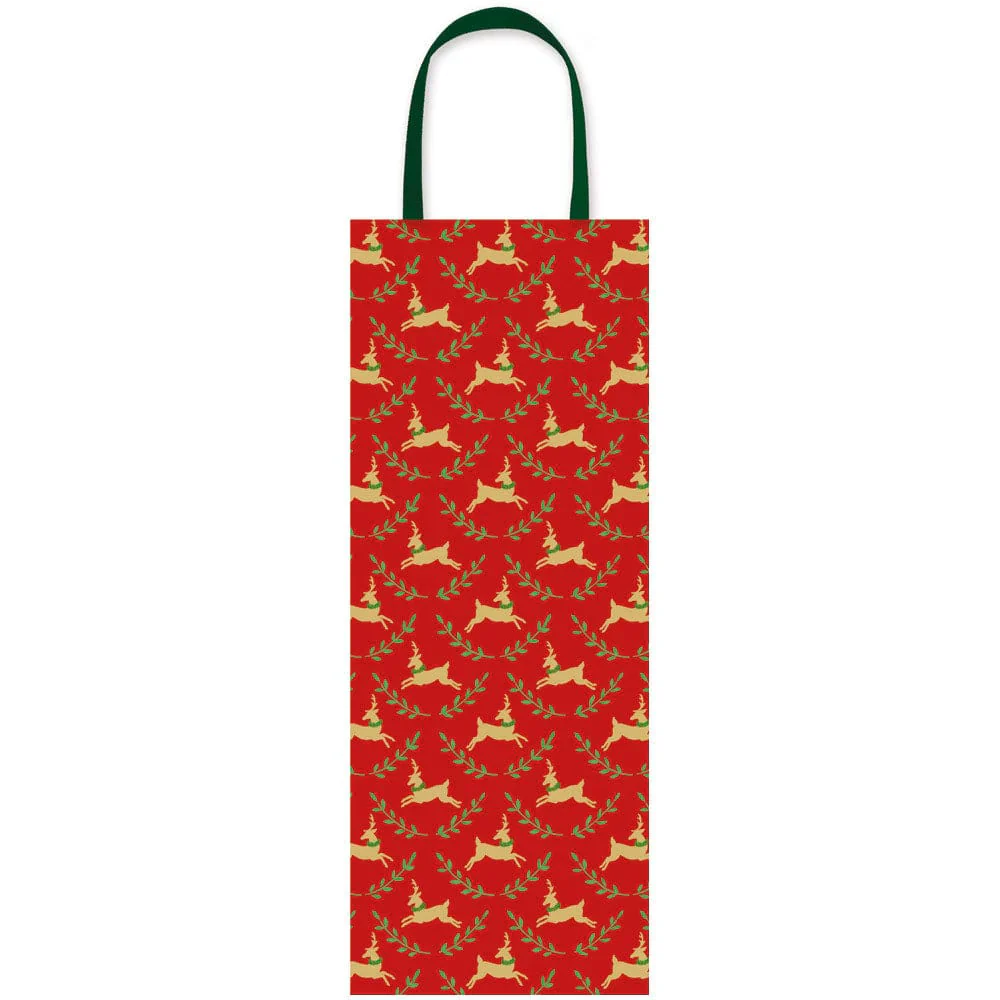 Caspari Little Reindeer Wine Bottle Gift Bag - Image 3