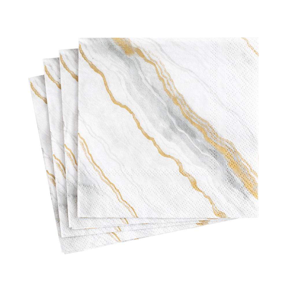 Caspari Marble Paper Cocktail Napkins - Grey – 20pk