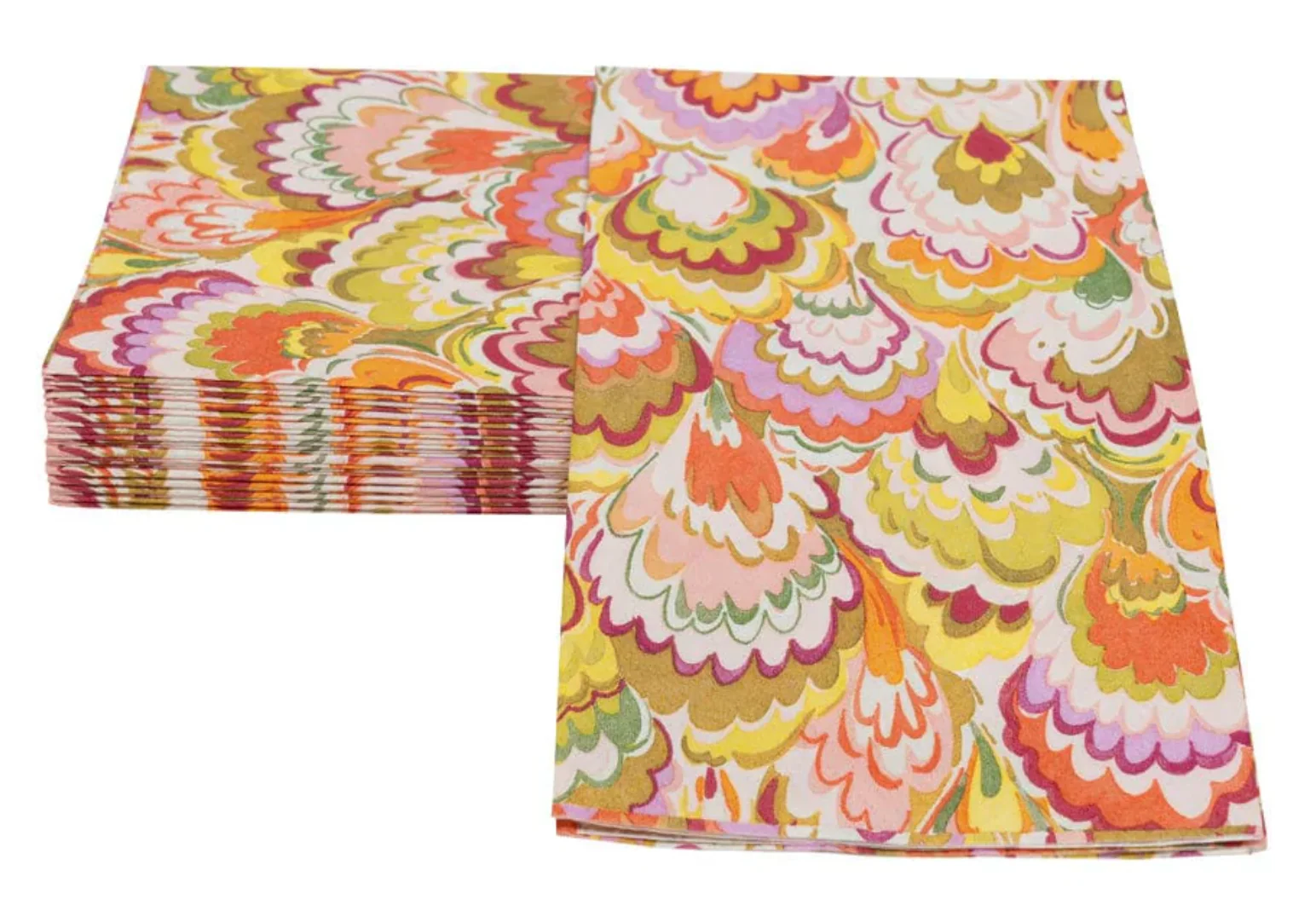 Caspari Marbled Ceramica Raspberry & Chartreuse Paper Guest Towel Napkins – 15 Pk - Image 4