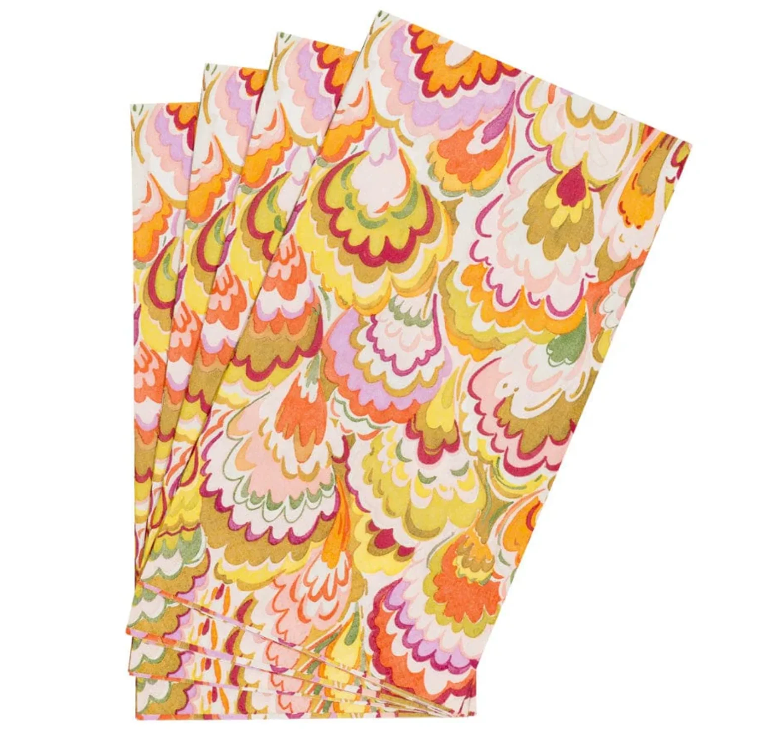 Caspari Marbled Ceramica Raspberry & Chartreuse Paper Guest Towel Napkins – 15 Pk - Image 5