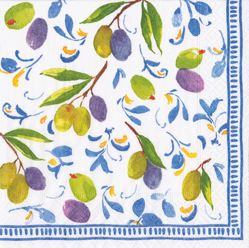 Caspari Mediterranean Blue Paper Cocktail Napkins - 20pk