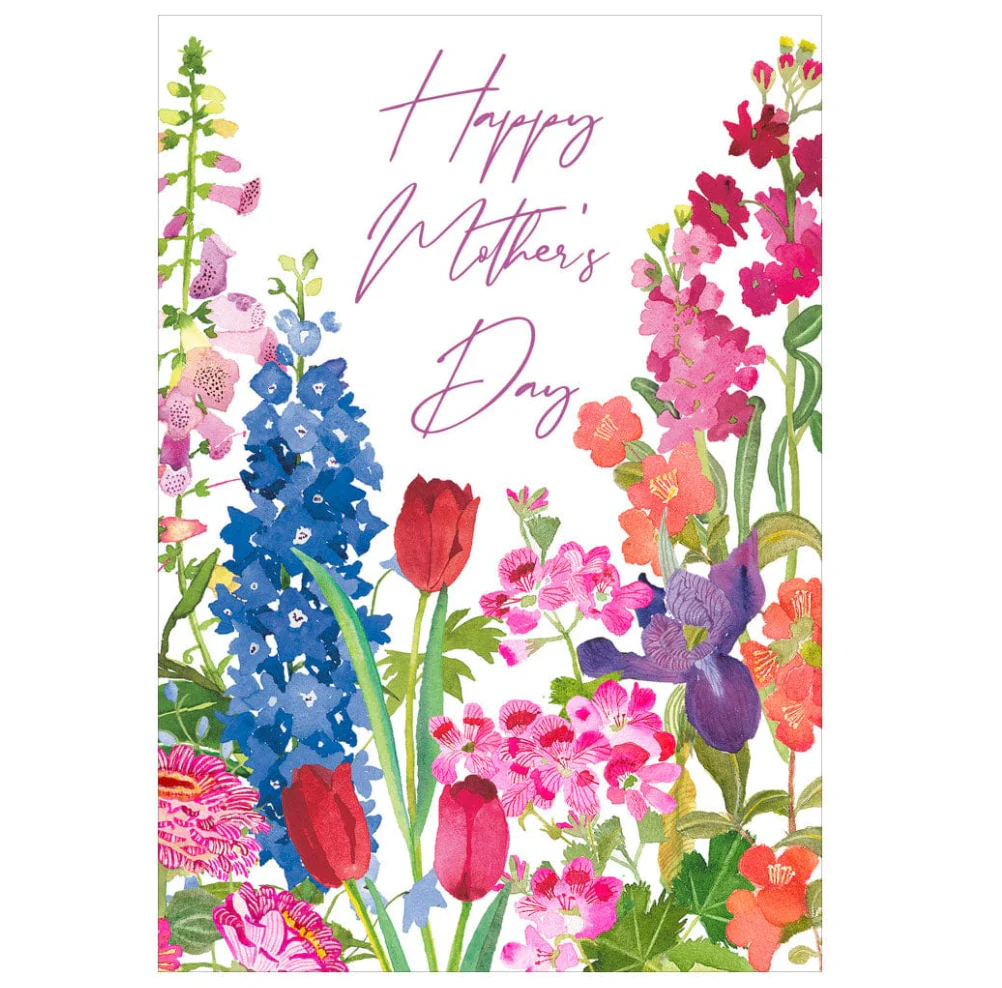 Caspari Mother's Day Card – Colorful Garden – 1 Card & 1 Envelope