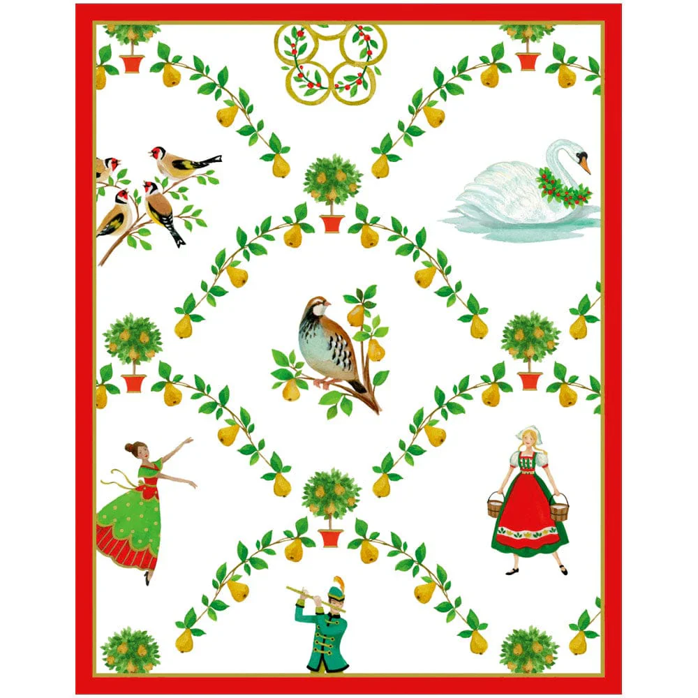 Caspari On the Twelfth Day Petite Boxed Christmas Cards – 15 Cards/Envelopes