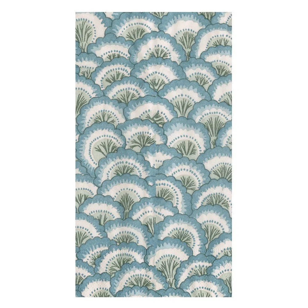 Caspari Pontchartrain Scallop Blue Paper Guest Towel Napkins – 15 Pk