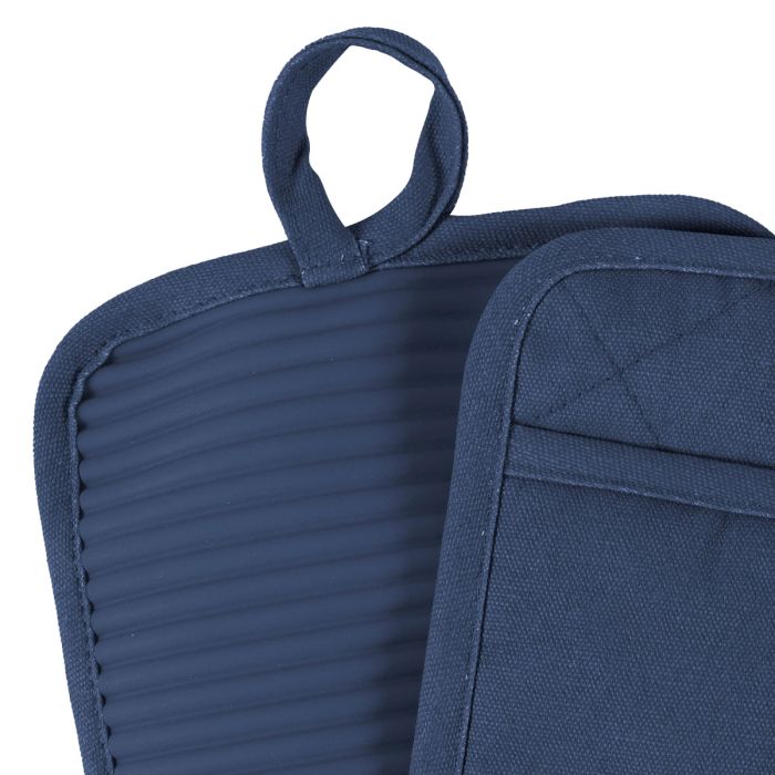 CatCora Pot Holder – Heavyweight Exterior | Quilted Lining | Non-Slip Silicone – Navy - Image 2