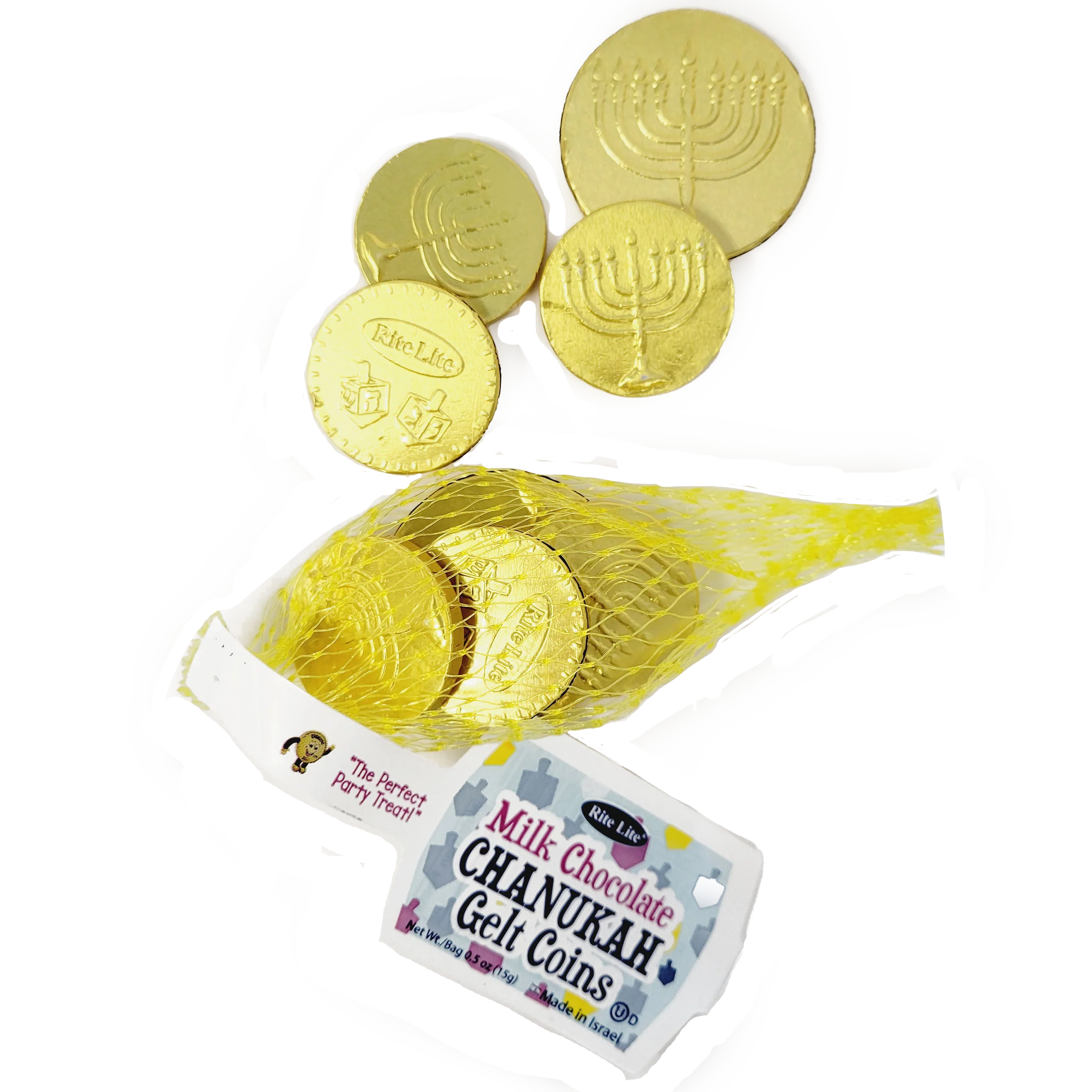 Chanukah Gelt Milk Chocolate Coins – Made in Israel – 5oz. Bag