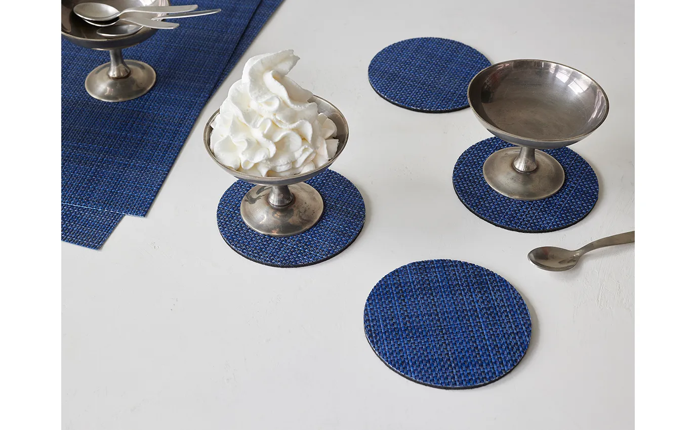 Chilewich Mini Basketweave Coasters - Indigo – Set of 4 - Image 3