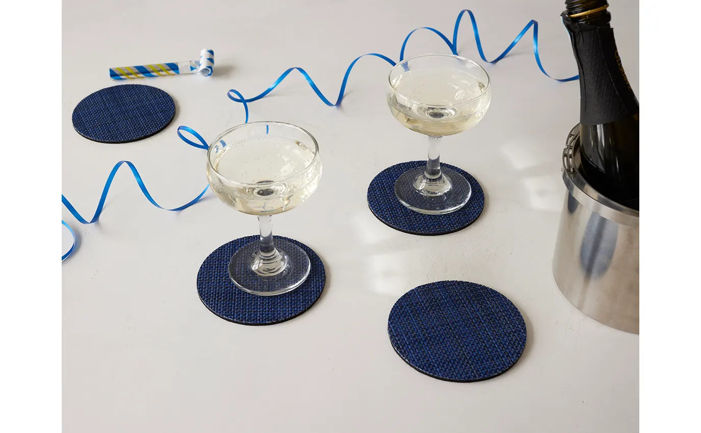 Chilewich Mini Basketweave Coasters - Indigo – Set of 4 - Image 4