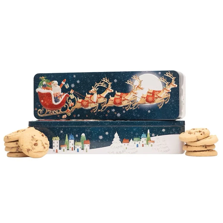 Cookie Filled Christmas Flying Santa Tin – 12" x 4" – 8oz - Image 2