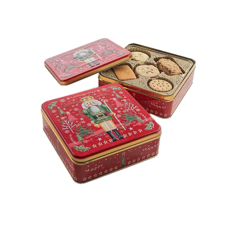 Cookie Filled Nutcracker Square Tin – 8" x 8" – 14oz