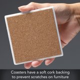 CounterArt Natural Marble Cork Backed Stone Coasters – "Leaves In Teal" – Set of 4 - Image 6