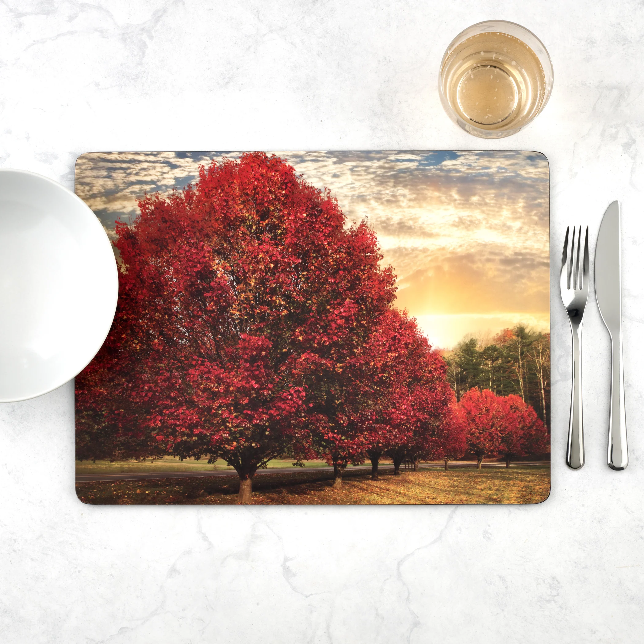 Crimson Trees Cork Bottom Hard Placemats – Set of 4 - Image 6