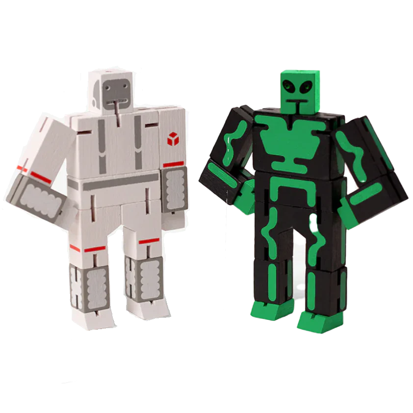 Cubebot – Wooden Toy Robot Puzzle – Best Friends in Space – 2 Pack