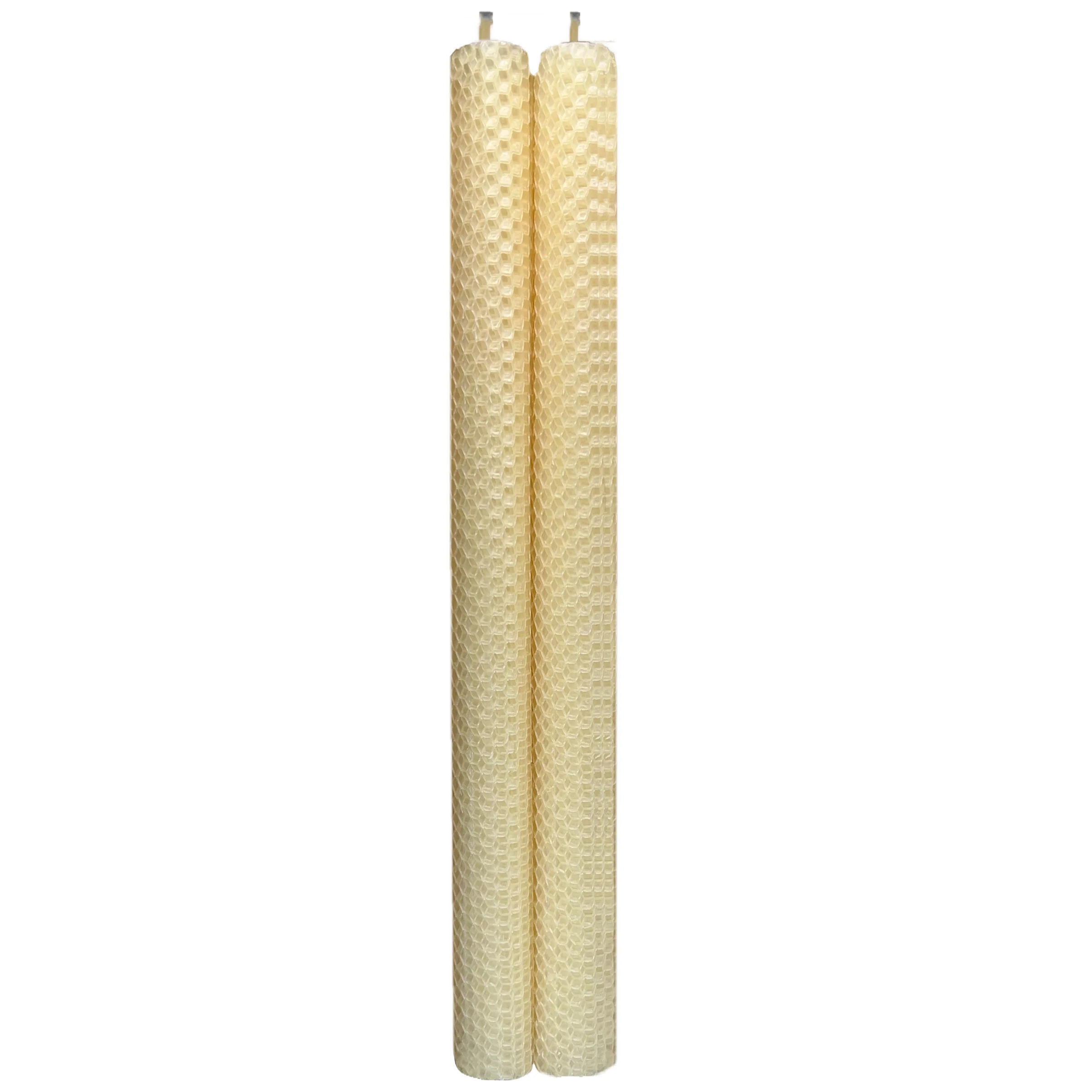 Dadant Rolled Beeswax Taper Candles – Classic Ivory – 7/8" x 12"– Pack of 2